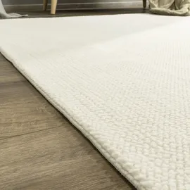 MY HOME Teppich MY HOME "Ciney, LAGERRÄUMUNG" Gr. 2, beige (creme), B:120cm H:16mm L:160cm, Polyester, Teppiche, Teppich, Kurzflor, Hoch-Tief Effekt, Uni Farben, Scandi Design, besonders weich