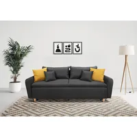 Schlafsofa INOSIGN "Anika" Sofas Gr. B/H/T: 235cm x 97cm x 95cm, Struktur, grau (anthrazit) mit Boxspringaufbau, Bettfunktion & Bettkasten, Dauerschlafsofa