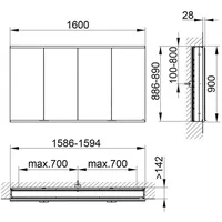 Keuco Royal Modular 2.0 DALI 1600x900x160mm, 2 SD, 2