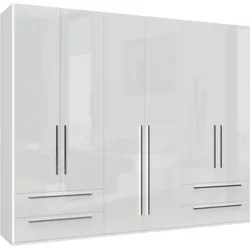 Kleiderschrank PLACES OF STYLE "Piano", weiß (weiß hochglanz), B:272cm H:224cm T:56cm, Spanplatte, Schränke, Drehtürenschrank Kleiderschrank, weiß, UV lackiert, hochglänzend, Soft-Close Funktion