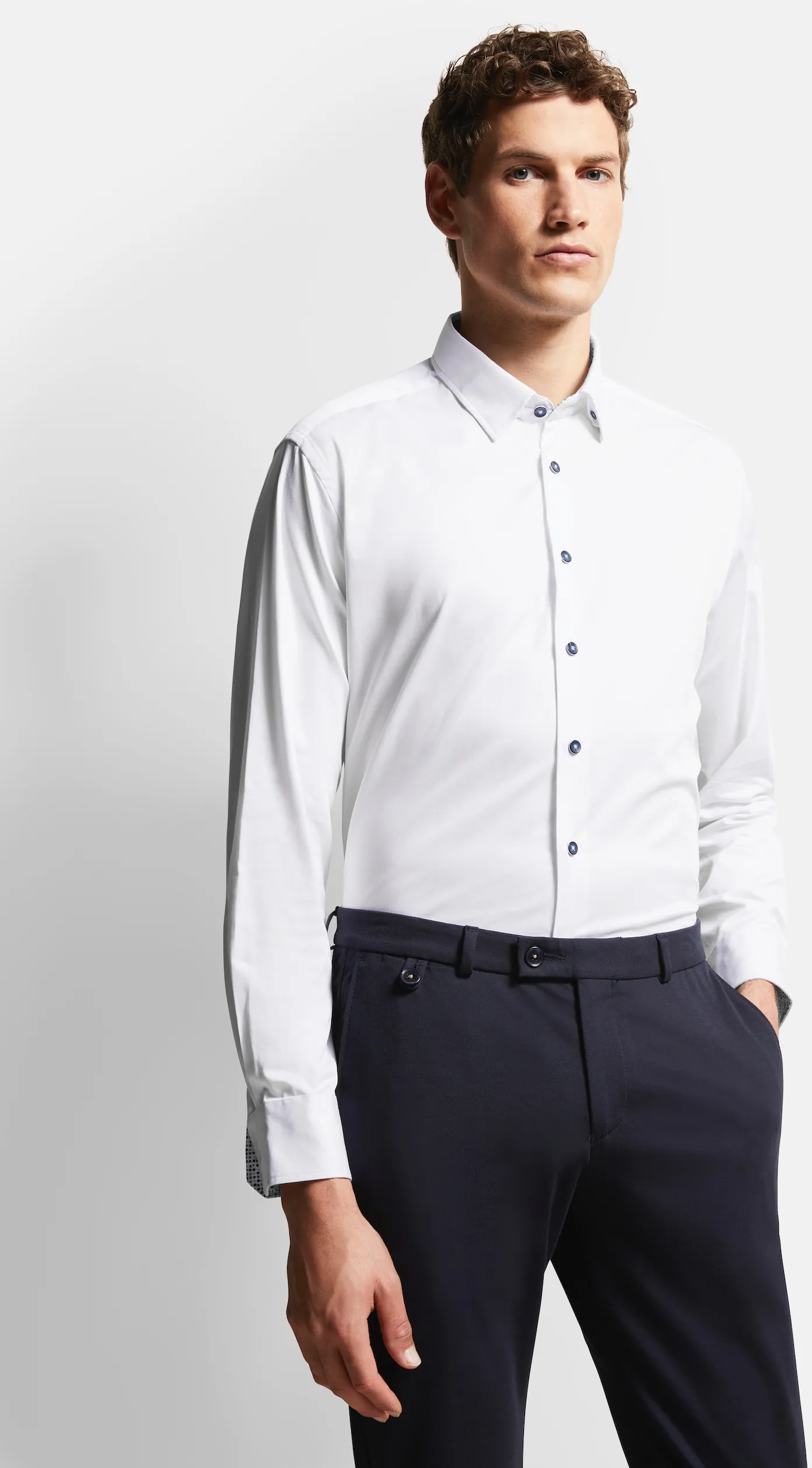 bugatti Langarmhemd, mit Under-Button-Down bugatti weiß 4XL