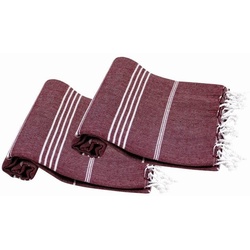 my Hamam Hamamtuch Hamamtuch Set 2 Stk. 100×180 cm bordeaux Sultan, Baumwolle (2-St), Hamam Handtücher Set, Hamam Strandtuch Saunahandtuch, mit Fransen rot|weiß