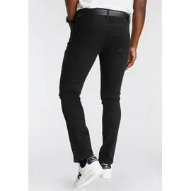 delmao Stretch-Jeans ""Reed"", Herren, Gr. 38, Länge 30, schwarz, Obermaterial: 82% Baumwolle, 16% Polyester, 2% Elasthan, unifarben, Basic, normal lang, Jeans, gerader Beinschnitt, Used-Look-Waschung, niedrige Leibhöhe