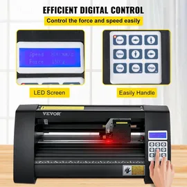 Vevor Vinyl Schneideplotter 375 mm, Folienschneider Max. Schnittbreite 285 mm, Plottermaschine Signmaster-Software, Plotter Windowskompatibel, Folienplotter Halbautomatisch Schnittpräzision ±0,001 mm