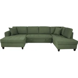 trends by hg "Moritz U-Form, B: 324 cm", d508 enjoy new 47 wintermoss, B:324cm H:86cm T:178cm, 92% Polyester;8% Nylon, Sofas, Wohnlandschaft, mit Bettfunktion, Bettkasten & Zierkissen