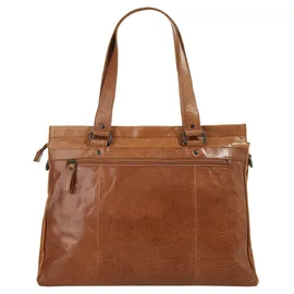 Spikes & Sparrow Leder Laptop-Schultertasche, Brandy