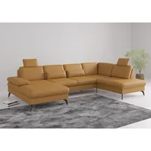 sit&more Wohnlandschaft SIT & MORE "Morris Jubi", gelb (curry), B:335cm H:82cm T:212cm, Sofas, Wohnlandschaft, wahlweise mit Armteilverstellung, Bettfunktion & Bettkasten