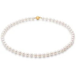 Perlenkette FIRETTI "Schmuck Geschenk Gold 585 Halsschmuck Halskette Perle", gold (gelbgoldfarben, weiß), Halsketten, Damen, Gelbgold 585-Seide-Perlen, L: 40cm, Gelbgold 585, Seide, Perlen, Made in Germany - mit Akoyazuchtperle