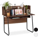 Relaxdays Schreibtisch braun rechteckig, Kufen-Gestell schwarz 120,0 x 60,0 cm