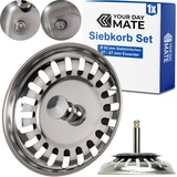 Your Day Mate Spülbecken Siebkörbchen, 1 Pack, Ø 82 mm Siebkorb, in Edelstahl, Exzenter Zapfen ragt 27-57 mm tief in den Abfluss, Ø 8 mm Stift, Ersatzteil für Küchenspülen, Küchenabflusssieb, Siebkorbventil Spüle