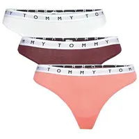 Tommy Hilfiger Damen 3P Thong Tangahöschen, Peach Dusk/Deep Rouge/White, M - M