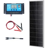 Vevor 100W Solarpanel Kit 12V monokristallinen Solarmodul plus Laderegler 8,33A Solaranlage Umwandlungsrate von 23% Kompatibel mit AGM-, GEL-, FLD- LI-Batterien für Wohnmobile Yachten Zuhause