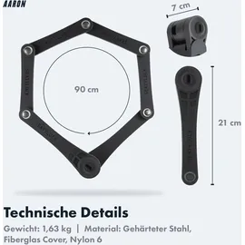 Aaron Premium Faltschloss 90cm Schwarz Faltschloss
