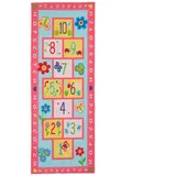 Relaxdays Kinderteppich, Spielteppich mit Hüpfspiel, 179 x 67 cm, Hüpfteppich fürs Kinderzimmer, Himmel und Hölle, bunt, Polyester, Kunststoff