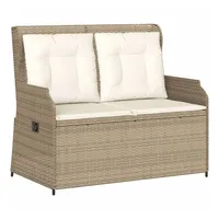 VidaXL Gartenbank Verstellbar mit Kissen Beige Poly Rattan