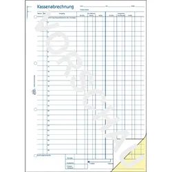 Avery Zweckform Kassenabrechnung, Recycling, A4, Blaupapier, 1. Blatt gelocht, 2. Blatt nicht gelocht, 2 x 50 Blatt