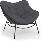 Idmarket - Relax-Gartensessel loa mit grauem Rattan-Effekt und grauem Kissen