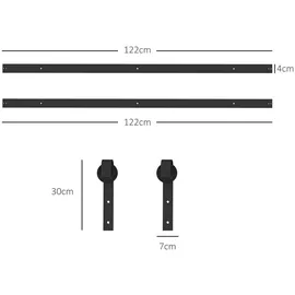 Homcom Schiebetüren-Beschlagsatz 244 cm Komplett-Set mit Pufferfunktion,