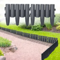 FIVMEN Rasenkante Beeteinfassung Kunststoff Beetumrandung Beetbegrenzung Mähkante Holzimitat Flexible Rasenkantenband Gartenpalisade 15cm hoch (5,6m Anthrazit)