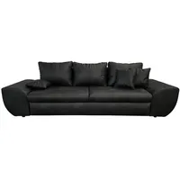 luma-home Big-Sofa Leder 3-Sitzer Schwarz