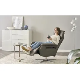 Wohnwert Relaxsessel Mira Leder 81 x 119 x 93 cm Grau mit Relax-Funktion