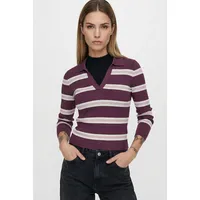 Only ONLKAYA LIFE LS STRIPE POLO NOOS KNT Lila/Rot M