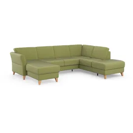 sit&more Wohnlandschaft SIT & MORE "Visby U-Form", grün, B:303cm H:87cm T:213cm, Sofas, Wohnlandschaft, wahlweise mit Bettfunktion und Stauraum, frei im Raum stellbar