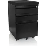 HJH Office Rollcontainer COLOR OS Stahl Schwarz Rollschrank mit A4 Hängeregister, abschließbar