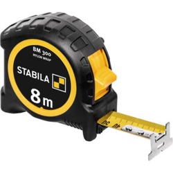STABILA Taschenbandmaß BM 300, 8 m, doppelseitige 1000er-Skala, metrisch, SPIKES-Haken