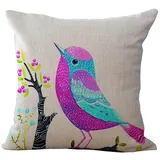 Kissenbezug 80x80 Lila Tier Vogel Kopfkissenbezug 80x80 Sanft Baumwolle Leinen sofakissen mit Reißverschluss Dauerhaft Kissenbezüge 80x80 Knitterfreie Starke Atmungsaktivität Couchkissen 1 Pcs