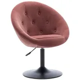 Duhome Loungesessel 509A, Cocktailsessel Clubsessel Schminktischstuhl Drehstuhl Höhenverstellbar rosa