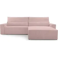 MOEBLO Ecksofa DENVER L – Ottomane beidseitig montierbar, Ecksofa aus Cord, Couch für Wohnzimmer, Schlafsofa Sofagarnitur Sofa Eckcouch L-Form C... - Rosa