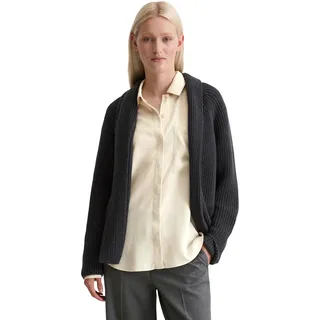 Cardigan MARC O'POLO "aus Heavy-Weight-Organic-Cotton", Damen, Gr. XS, night grau melange, Obermaterial: 100% Baumwolle, unifarben, casual, regular fit, Langarm, Strickjacken