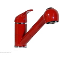 Wagner Küchenarmatur Spüle Wasserhahn mit Geschirrbrause rot