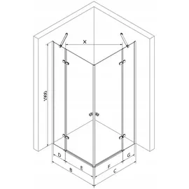 Mexen Roma Duo Duschtrennwand rechts 110 x 190 cm Transparent/Chrom 854-110-080-02-00