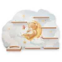 Kreative Feder Regal „Teddybär & Sterne“ geeignet für Toniebox und Tonies inkl. 40 Metallplättchen für Flexible Befestigung der Tonie Figuren (Teddy & Sterne)