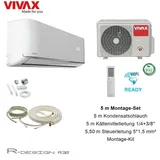 VIVAX R Design 12000 BTU +5 m Montageset 3,8KW Klimagerät Split Klimaanlage A+++