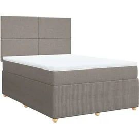 vidaXL Boxspringbett mit Matratze Taupe 140x200 cm Stoff