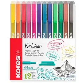Kores® K- Fineliner farbsortiert 0,4 mm, 12 St.