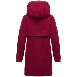 Navahoo Damen Mantel lange Übergangsjacke Kurzmantel in Wolloptik mit abnehmbarem Stepp-Einsatz Flauschwunder 14 Bordeaux Gr. XXL - XXL