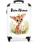 NoBoringSuitcases.com® Kinderkoffer Mädchen - Koffer kinder Mädchen - Kleines Reh weißem Hintergrund - Kinder koffer Madchen - Trolley - Kinder trolley Mädchen - 55x40x20 - Fotokoffer - Personalisiert