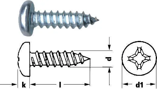 Blechschraube Linsenkopf mit Kreuzschlitz Phillips