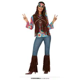 Fiestas Guirca Hippie Kostüm Damen – Schlager Star Disco Outfit Größe M 38–40 - Retro Hippie Kleidung Damen 70er Jahre Kostüm Erwachsene -Flower Power Anzug Karneval, Fasching Kostüm Damen, Fastnacht