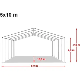 TOOLPORT 5x10m Lagerzelt PVC-Plane, grau - (2333)