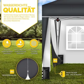 tillvex Faltpavillon 3 x 3 m inkl. 2 Seitenteile Anthrazit