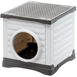 Ferplast Tierbett PETVILLA 50, Harz Thermoplastischer Kunststoff 38,5 x 43 x 38,5 cm Weiss Grau (Hund), Hundebett - Katzenbett