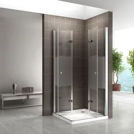 iflair i-flair Eckdusche mit Falttür links 100 x 75 cm teilsatiniert 6 mm Sicherheitsglas DK99