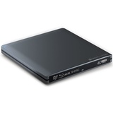 techPulse120 portables USB 3.0 4K UHD 3D M-Disc BDXL HDR10 Laufwerk Blu-ray Brenner Burner Superdrive Ultra-Slim BD DVD CD für Netbook Notebook Ultrabook Windows Mac OS Apple iMAC MacBook Alu Grau