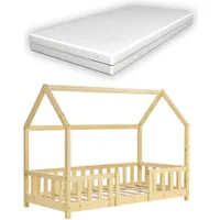 [en.casa] Kinderbett Sisimiut 70 x 140 cm Kiefer natur beige