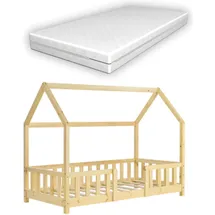 [en.casa] Kinderbett Sisimiut 70 x 140 cm Kiefer natur beige